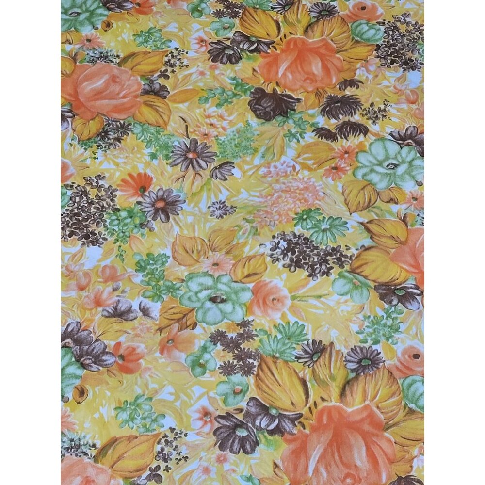 Vintage Dan River No-Iron Muslin Full Size Flat Sheet 81x96 Floral Print 50% Cot